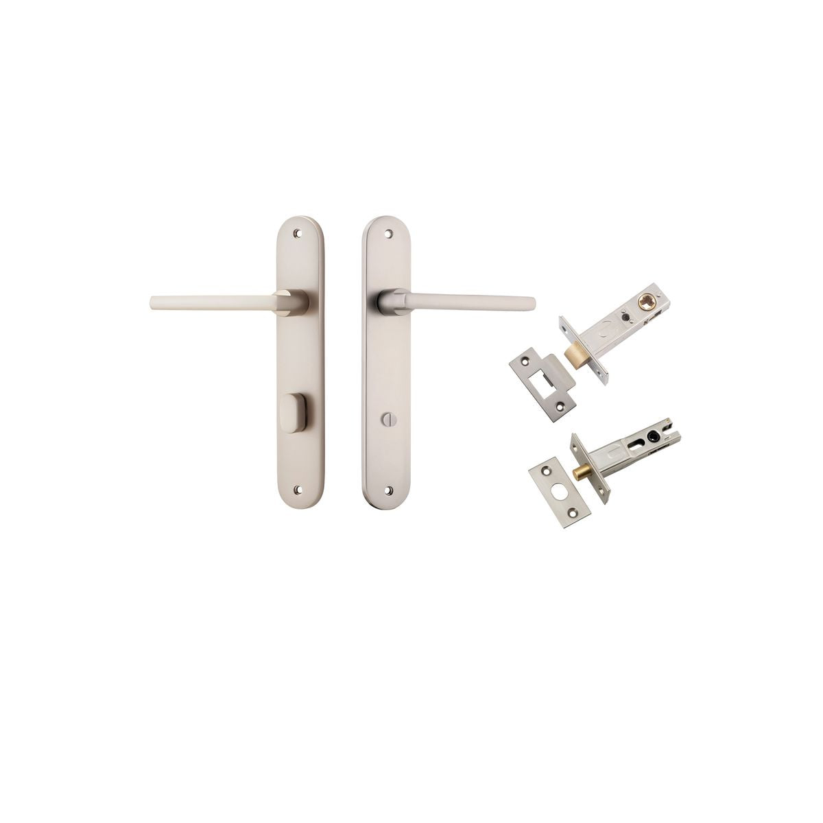 Iver Baltimore Door Knob Oval Latch Pair, Passage Kit, Privacy Kit , Entrance Kit with High Security Lock -Satin Nickel