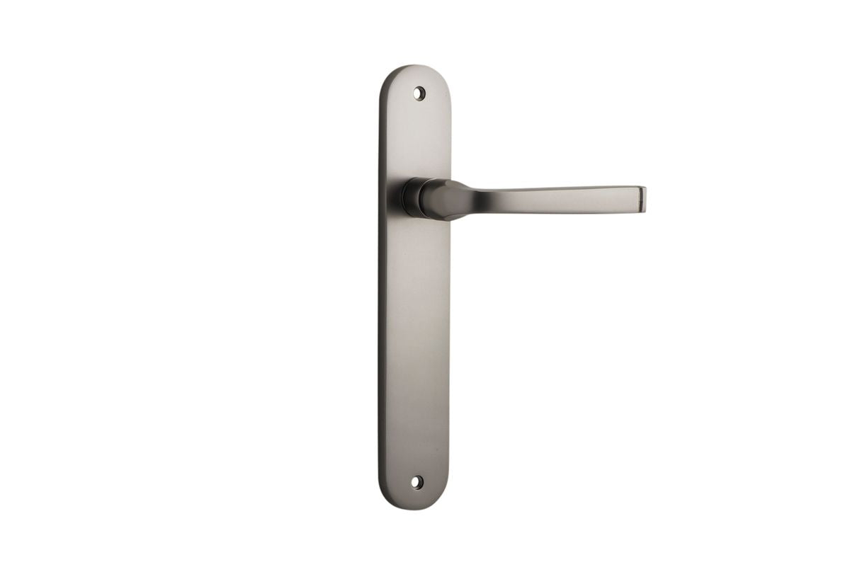 Iver Annecy Door Lever Oval Latch Pair, Passage Kit, Privacy Kit , Entrance Kit with High Security Lock - Satin Nickel