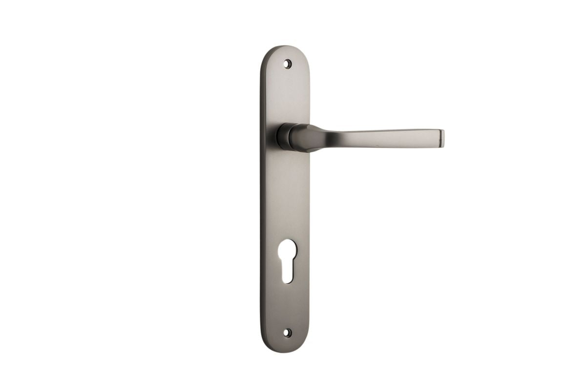 Iver Annecy Door Lever Oval Latch Pair, Passage Kit, Privacy Kit , Entrance Kit with High Security Lock - Satin Nickel