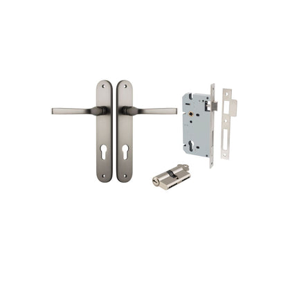 Iver Annecy Door Lever Oval Latch Pair, Passage Kit, Privacy Kit , Entrance Kit with High Security Lock - Satin Nickel