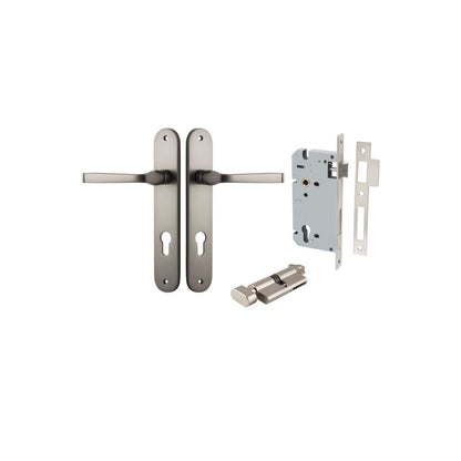 Iver Annecy Door Lever Oval Latch Pair, Passage Kit, Privacy Kit , Entrance Kit with High Security Lock - Satin Nickel