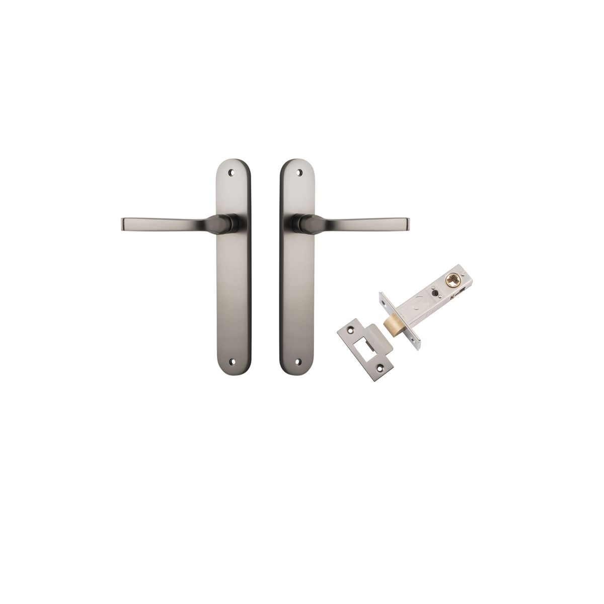 Iver Annecy Door Lever Oval Latch Pair, Passage Kit, Privacy Kit , Entrance Kit with High Security Lock - Satin Nickel