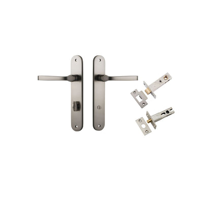 Iver Annecy Door Lever Oval Latch Pair, Passage Kit, Privacy Kit , Entrance Kit with High Security Lock - Satin Nickel