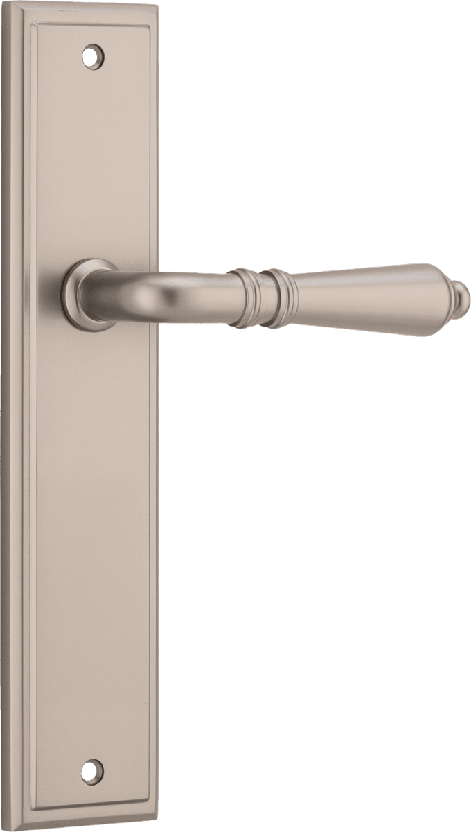 Iver Sarlat  Door Lever Stepped Latch Pair, Passage Kit, Privacy Kit , Entrance Kit with High Security Lock - Satin Nickel