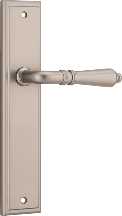 Iver Sarlat  Door Lever Stepped Latch Pair, Passage Kit, Privacy Kit , Entrance Kit with High Security Lock - Satin Nickel