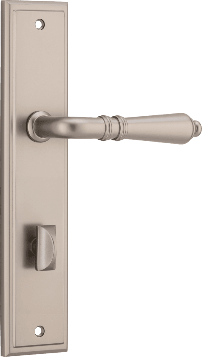Iver Sarlat  Door Lever Stepped Latch Pair, Passage Kit, Privacy Kit , Entrance Kit with High Security Lock - Satin Nickel