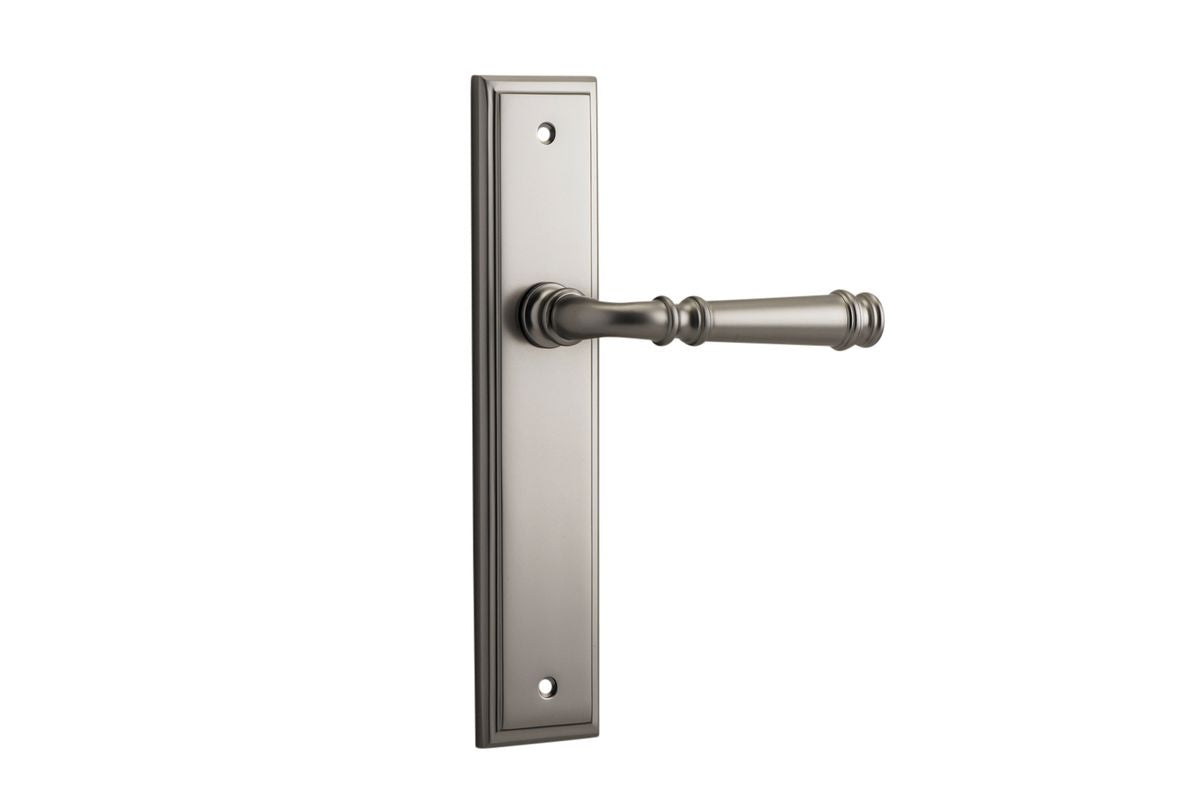 Iver Verona Door Lever Stepped Latch Pair, Passage Kit, Privacy Kit , Entrance Kit with High Security Lock- Satin Nickel