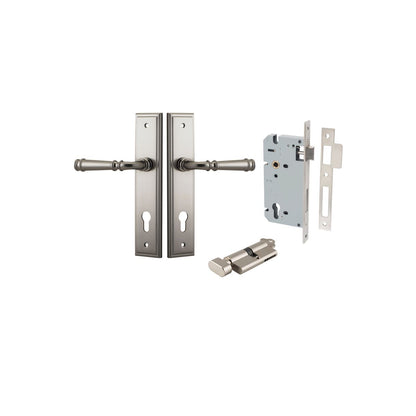 Iver Verona Door Lever Stepped Latch Pair, Passage Kit, Privacy Kit , Entrance Kit with High Security Lock- Satin Nickel