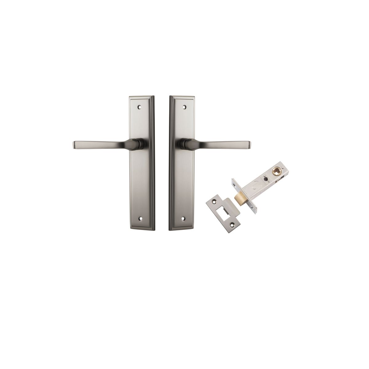 Iver Annecy Door Lever Shouldered Latch Pair, Passage Kit, Privacy Kit , Entrance Kit with High Security Lock -Satin Nickel