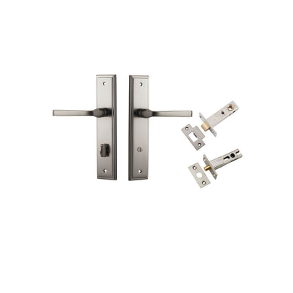 Iver Annecy Door Lever Shouldered Latch Pair, Passage Kit, Privacy Kit , Entrance Kit with High Security Lock -Satin Nickel