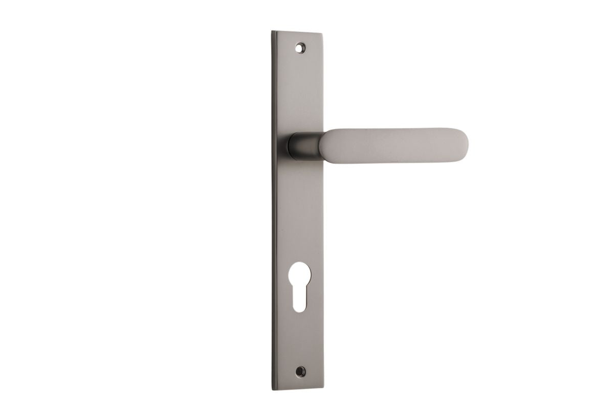 Iver Bronte Door Lever Rectangular Latch Pair, Passage Kit, Privacy Kit , Entrance Kit with High Security Lock - Satin Nickel