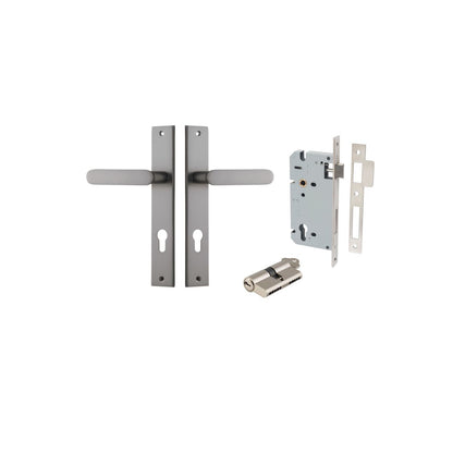 Iver Bronte Door Lever Rectangular Latch Pair, Passage Kit, Privacy Kit , Entrance Kit with High Security Lock - Satin Nickel