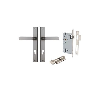 Iver Bronte Door Lever Rectangular Latch Pair, Passage Kit, Privacy Kit , Entrance Kit with High Security Lock - Satin Nickel