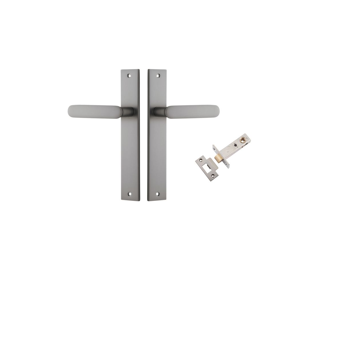 Iver Bronte Door Lever Rectangular Latch Pair, Passage Kit, Privacy Kit , Entrance Kit with High Security Lock - Satin Nickel
