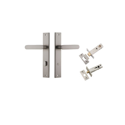 Iver Bronte Door Lever Rectangular Latch Pair, Passage Kit, Privacy Kit , Entrance Kit with High Security Lock - Satin Nickel
