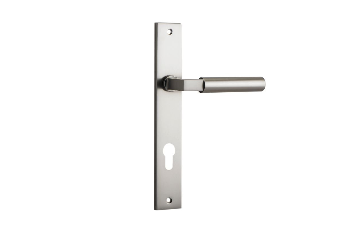 Iver Berlin Door Lever Rectangular Latch Pair, Passage Kit, Privacy Kit , Entrance Kit with High Security Lock - Satin Nickel