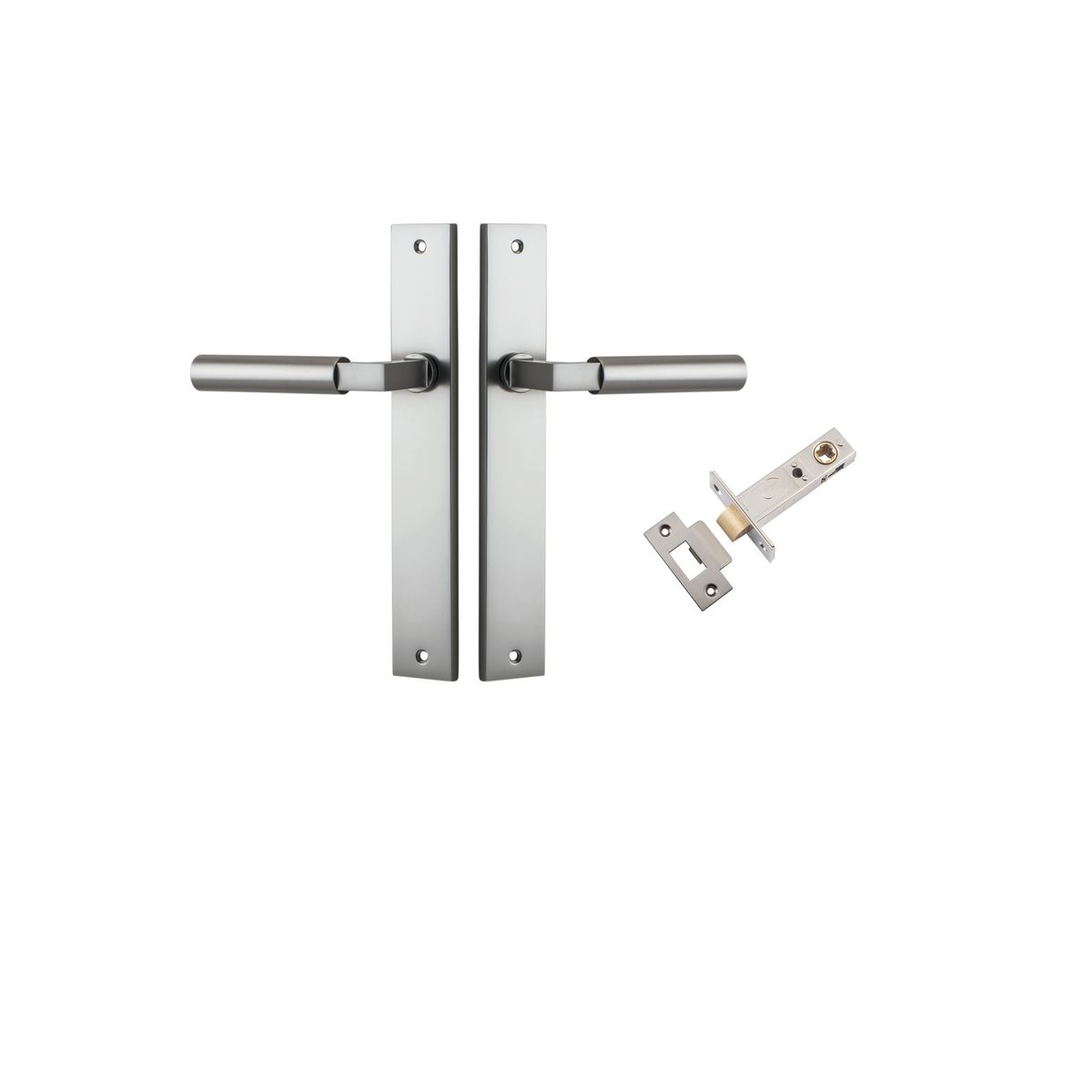 Iver Berlin Door Lever Rectangular Latch Pair, Passage Kit, Privacy Kit , Entrance Kit with High Security Lock - Satin Nickel