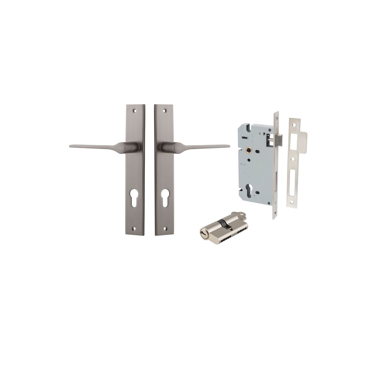 Iver Como  Door Lever Rectangular Latch Pair, Passage Kit, Privacy Kit , Entrance Kit with High Security Lock -Satin Nickel