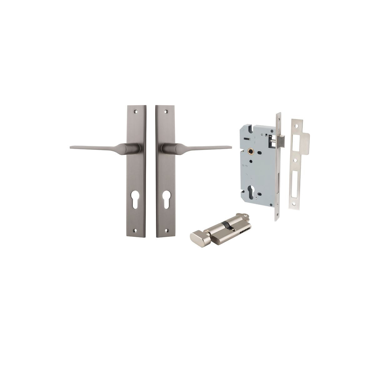 Iver Como  Door Lever Rectangular Latch Pair, Passage Kit, Privacy Kit , Entrance Kit with High Security Lock -Satin Nickel