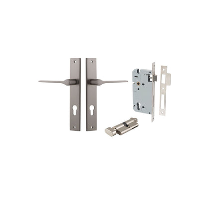 Iver Como  Door Lever Rectangular Latch Pair, Passage Kit, Privacy Kit , Entrance Kit with High Security Lock -Satin Nickel
