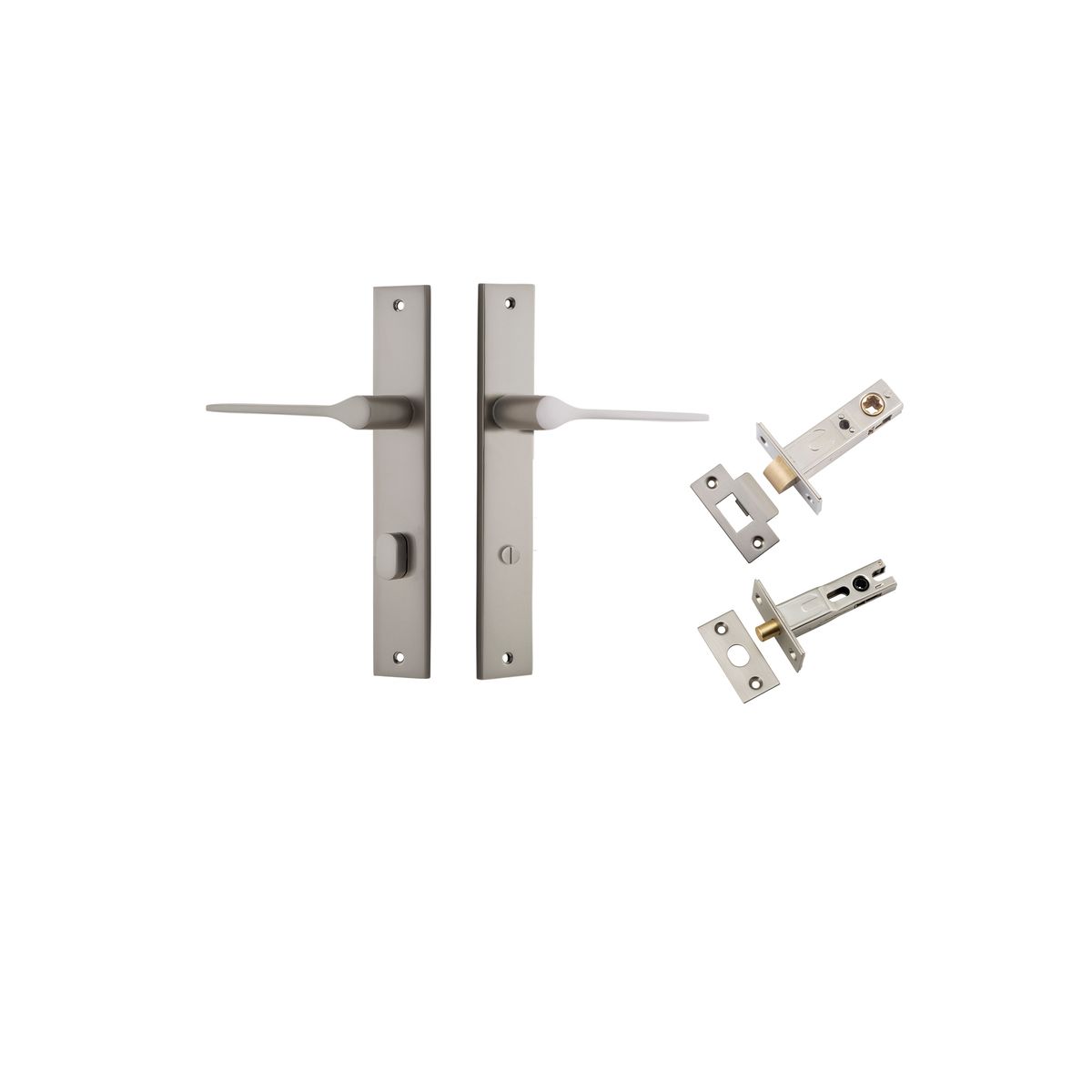 Iver Como  Door Lever Rectangular Latch Pair, Passage Kit, Privacy Kit , Entrance Kit with High Security Lock -Satin Nickel