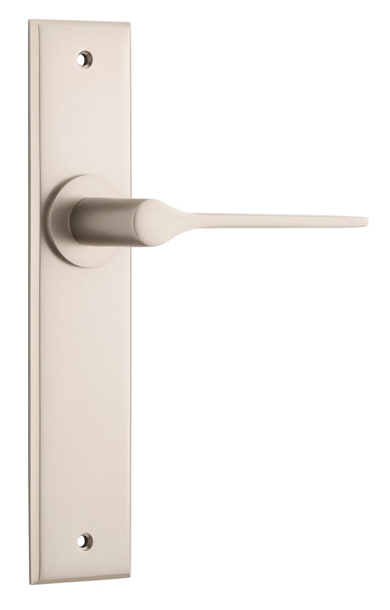 Iver Como  Door Lever Chamfered Latch Pair, Passage Kit, Privacy Kit , Entrance Kit with High Security Lock -Satin Nickel