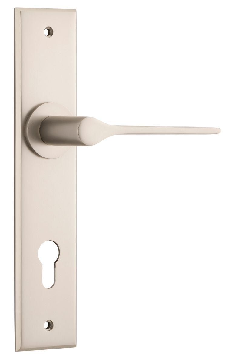 Iver Como  Door Lever Chamfered Latch Pair, Passage Kit, Privacy Kit , Entrance Kit with High Security Lock -Satin Nickel