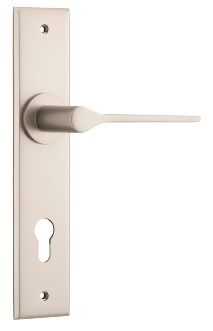 Iver Como  Door Lever Chamfered Latch Pair, Passage Kit, Privacy Kit , Entrance Kit with High Security Lock -Satin Nickel