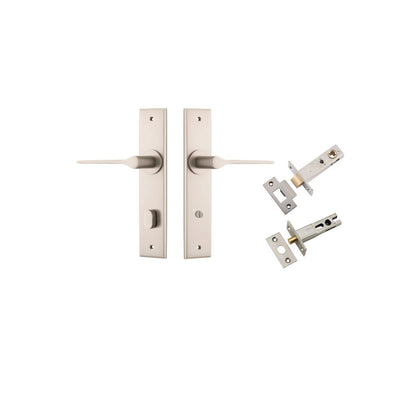 Iver Como  Door Lever Chamfered Latch Pair, Passage Kit, Privacy Kit , Entrance Kit with High Security Lock -Satin Nickel