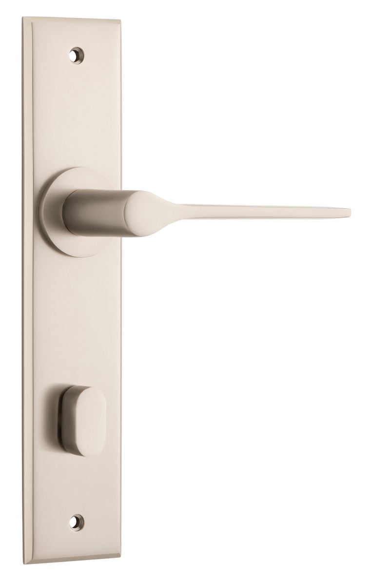 Iver Como  Door Lever Chamfered Latch Pair, Passage Kit, Privacy Kit , Entrance Kit with High Security Lock -Satin Nickel