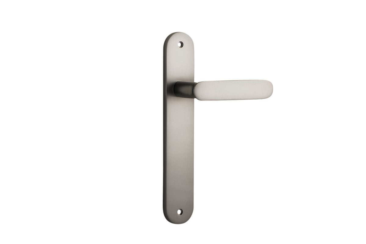 Iver Bronte Door Lever Oval Latch Pair, Passage Kit, Privacy Kit , Entrance Kit with High Security Lock - Satin Nickel