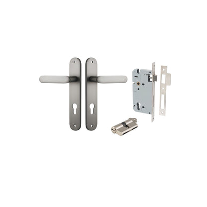 Iver Bronte Door Lever Oval Latch Pair, Passage Kit, Privacy Kit , Entrance Kit with High Security Lock - Satin Nickel