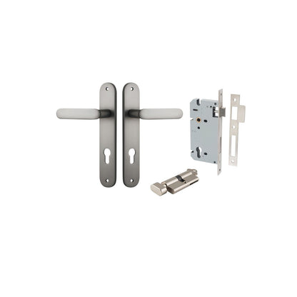 Iver Bronte Door Lever Oval Latch Pair, Passage Kit, Privacy Kit , Entrance Kit with High Security Lock - Satin Nickel