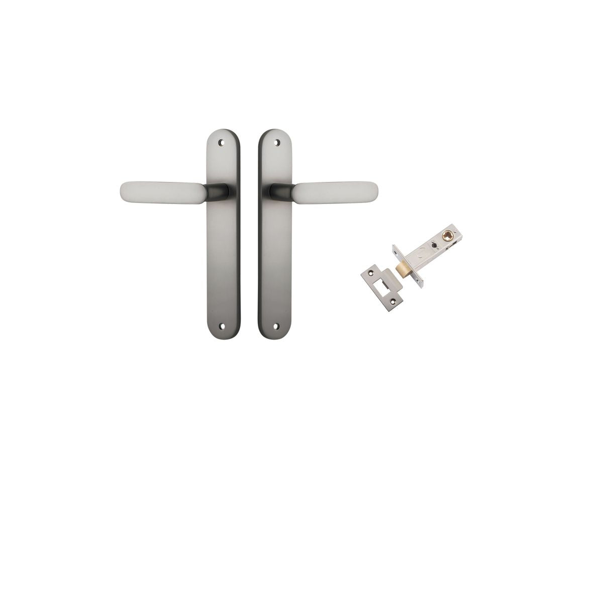 Iver Bronte Door Lever Oval Latch Pair, Passage Kit, Privacy Kit , Entrance Kit with High Security Lock - Satin Nickel