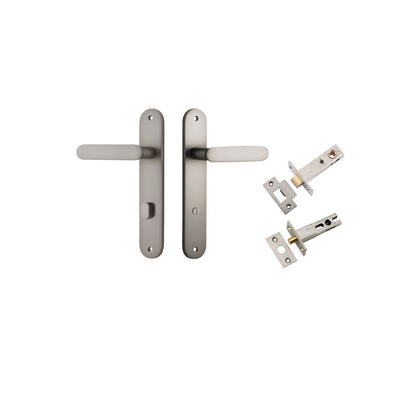 Iver Bronte Door Lever Oval Latch Pair, Passage Kit, Privacy Kit , Entrance Kit with High Security Lock - Satin Nickel