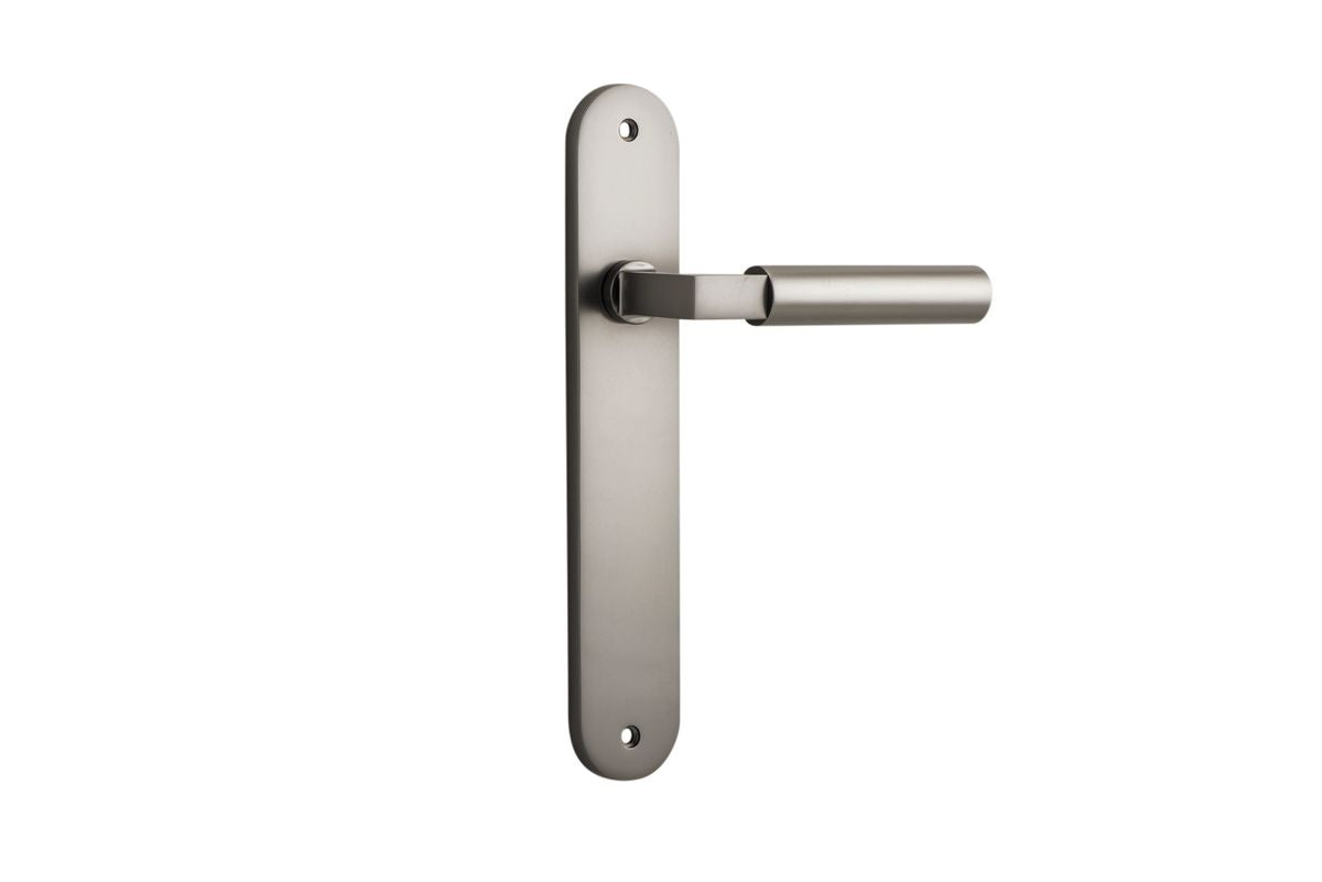 Iver Berlin Door Lever Oval Latch Pair, Passage Kit, Privacy Kit , Entrance Kit with High Security Lock - Satin Nickel