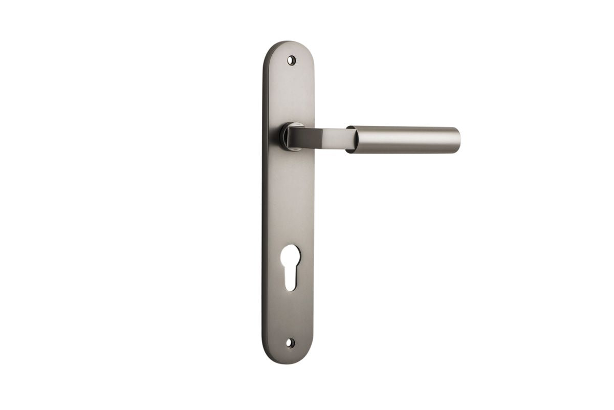 Iver Berlin Door Lever Oval Latch Pair, Passage Kit, Privacy Kit , Entrance Kit with High Security Lock - Satin Nickel