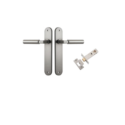 Iver Berlin Door Lever Oval Latch Pair, Passage Kit, Privacy Kit , Entrance Kit with High Security Lock - Satin Nickel
