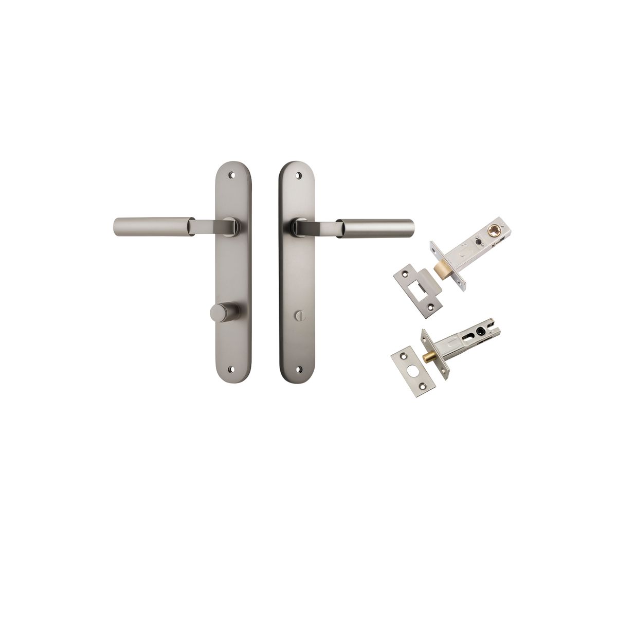 Iver Berlin Door Lever Oval Latch Pair, Passage Kit, Privacy Kit , Entrance Kit with High Security Lock - Satin Nickel