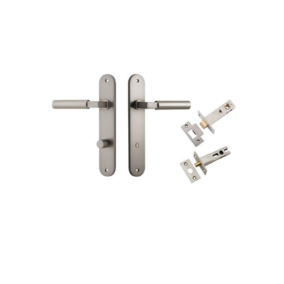 Iver Berlin Door Lever Oval Latch Pair, Passage Kit, Privacy Kit , Entrance Kit with High Security Lock - Satin Nickel