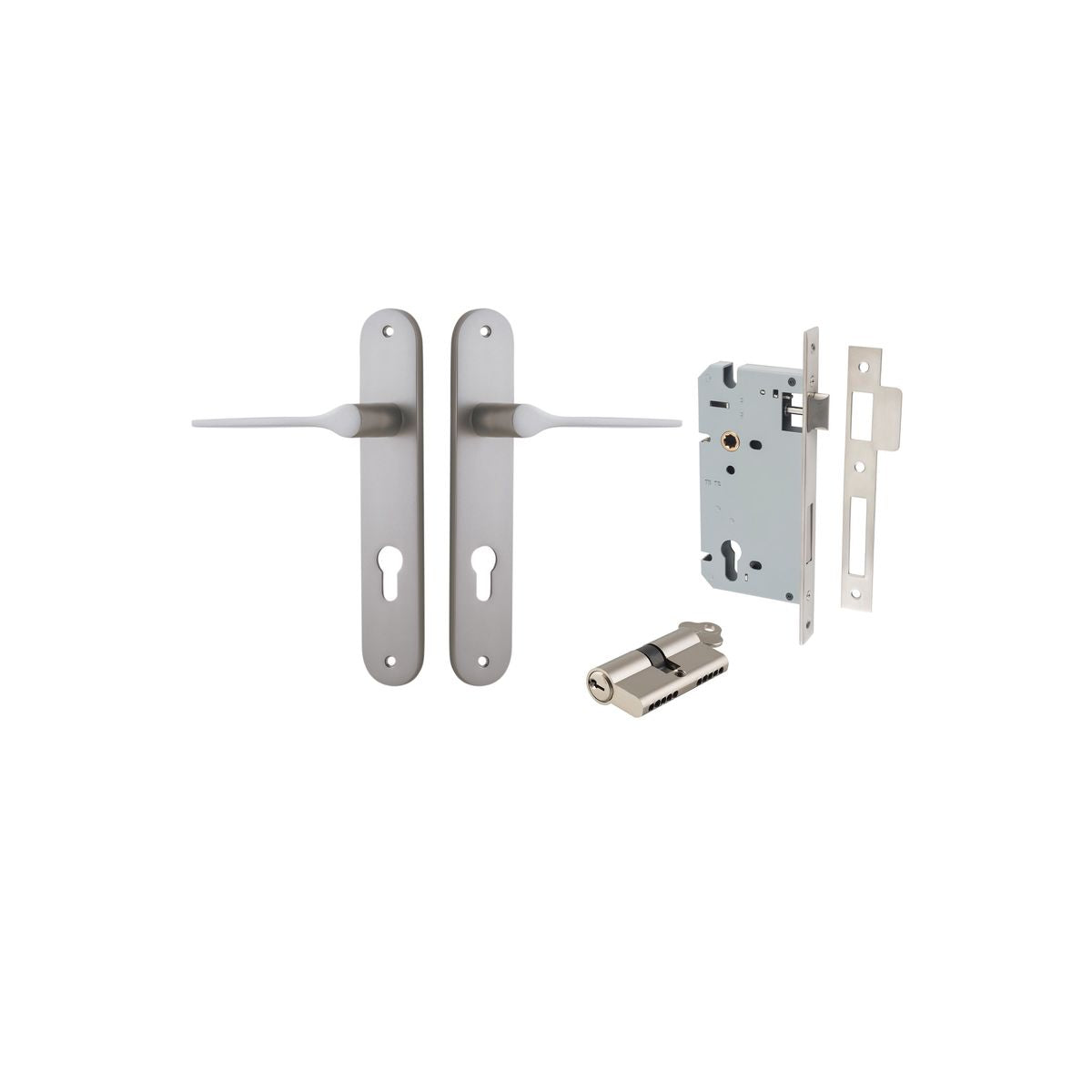 Iver Como  Door Lever Oval Latch Pair, Passage Kit, Privacy Kit , Entrance Kit with High Security Lock -Satin Nickel