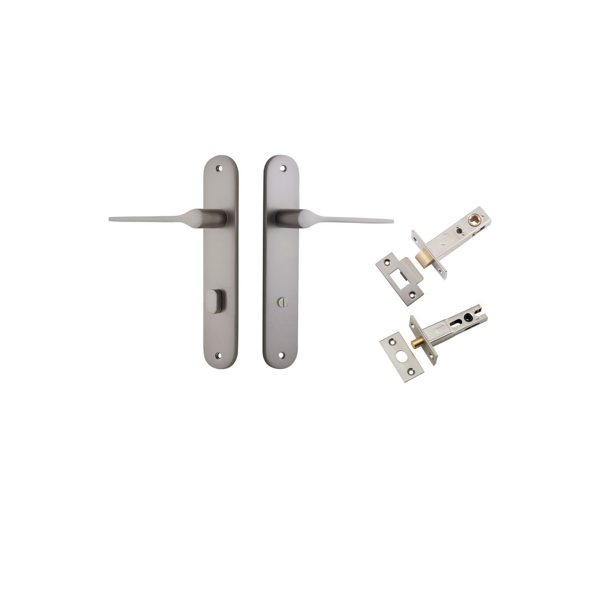 Iver Como  Door Lever Oval Latch Pair, Passage Kit, Privacy Kit , Entrance Kit with High Security Lock -Satin Nickel
