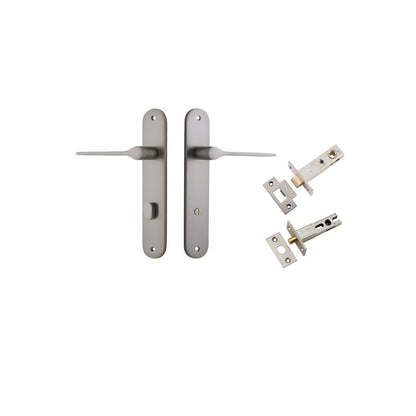 Iver Como  Door Lever Oval Latch Pair, Passage Kit, Privacy Kit , Entrance Kit with High Security Lock -Satin Nickel