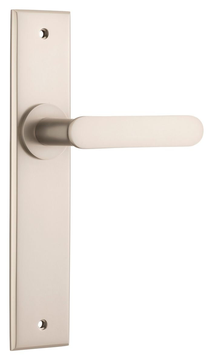 Iver Bronte Door Lever Chamfered Latch Pair, Passage Kit, Privacy Kit , Entrance Kit with High Security Lock -Satin Nickel