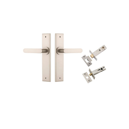 Iver Bronte Door Lever Chamfered Latch Pair, Passage Kit, Privacy Kit , Entrance Kit with High Security Lock -Satin Nickel