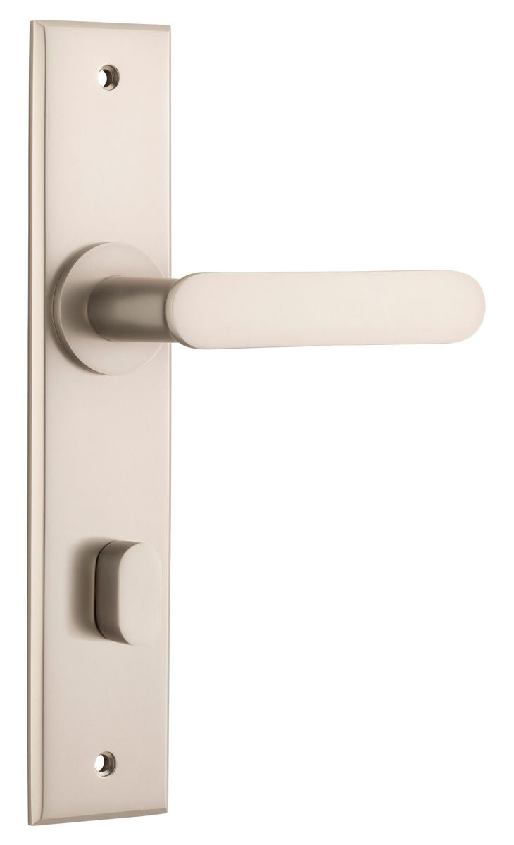 Iver Bronte Door Lever Chamfered Latch Pair, Passage Kit, Privacy Kit , Entrance Kit with High Security Lock -Satin Nickel