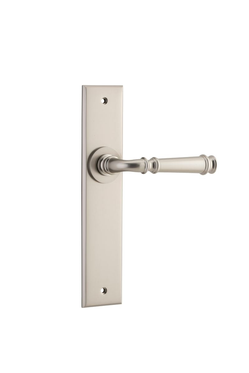 Iver Verona Door Lever Chamfered Latch Pair, Passage Kit, Privacy Kit , Entrance Kit with High Security Lock- Satin Nickel
