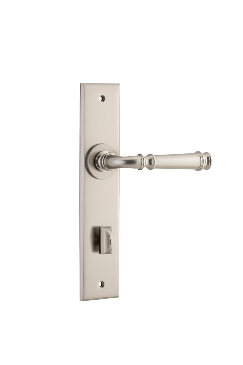 Iver Verona Door Lever Chamfered Latch Pair, Passage Kit, Privacy Kit , Entrance Kit with High Security Lock- Satin Nickel