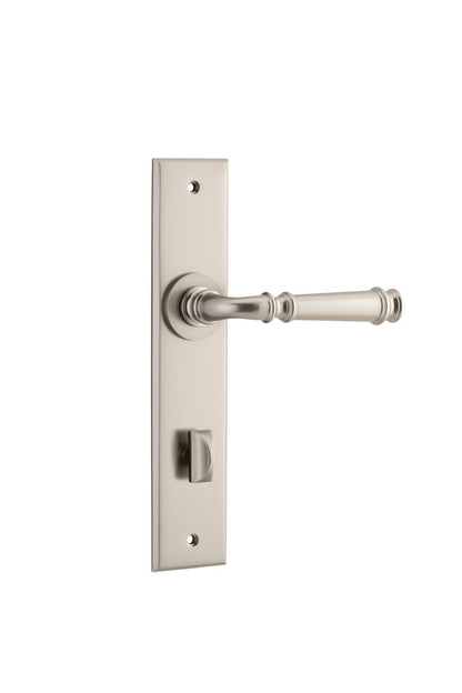 Iver Verona Door Lever Chamfered Latch Pair, Passage Kit, Privacy Kit , Entrance Kit with High Security Lock- Satin Nickel