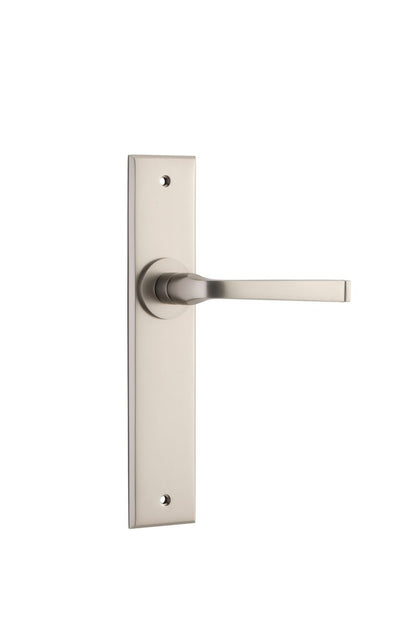 Iver Annecy Door Lever Chamfered Latch Pair, Passage Kit, Privacy Kit , Entrance Kit with High Security Lock -Satin Nickel